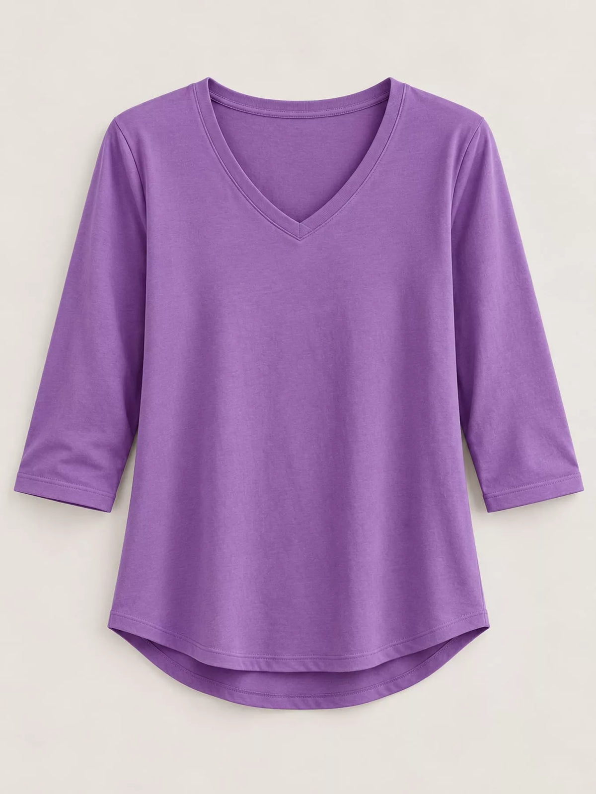 Purple v-neck half sleeve t-shirt