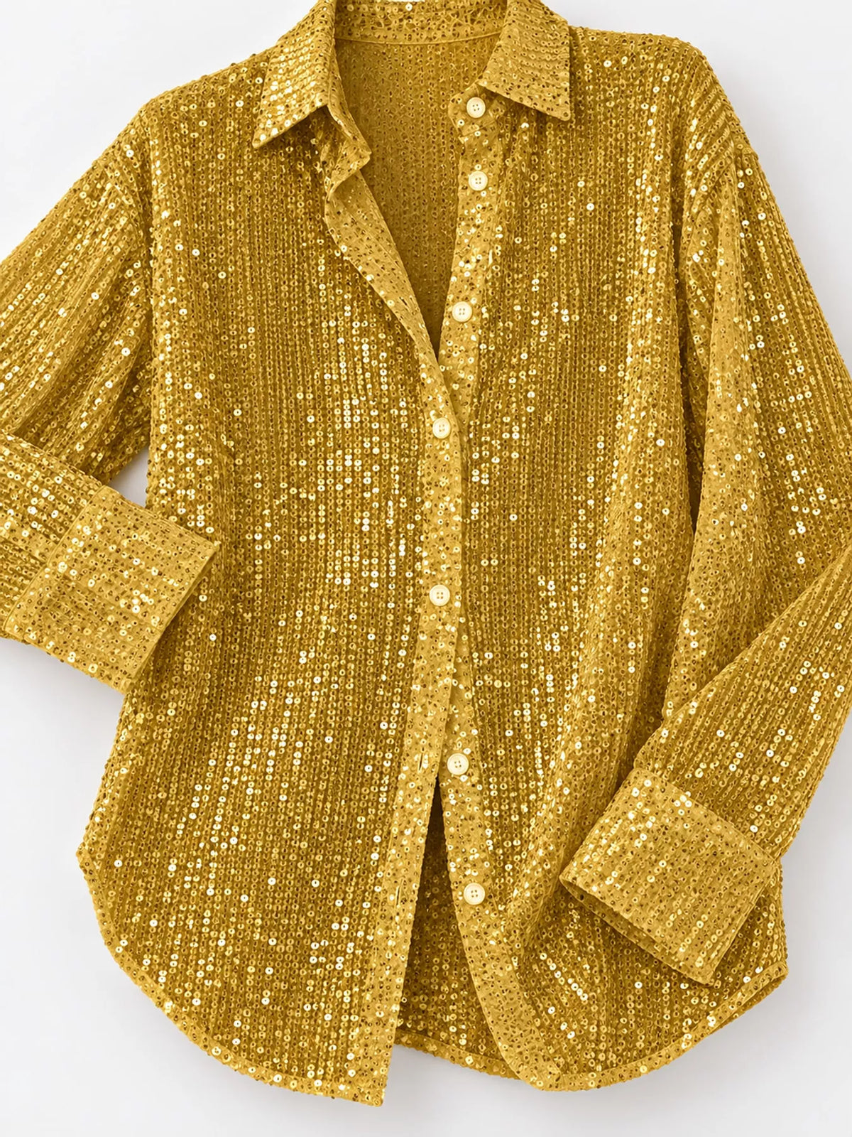 Sequin shirt, gold cuff detail