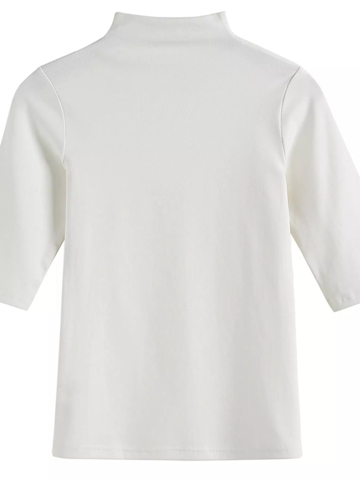 White mock neck half sleeve t-shirt