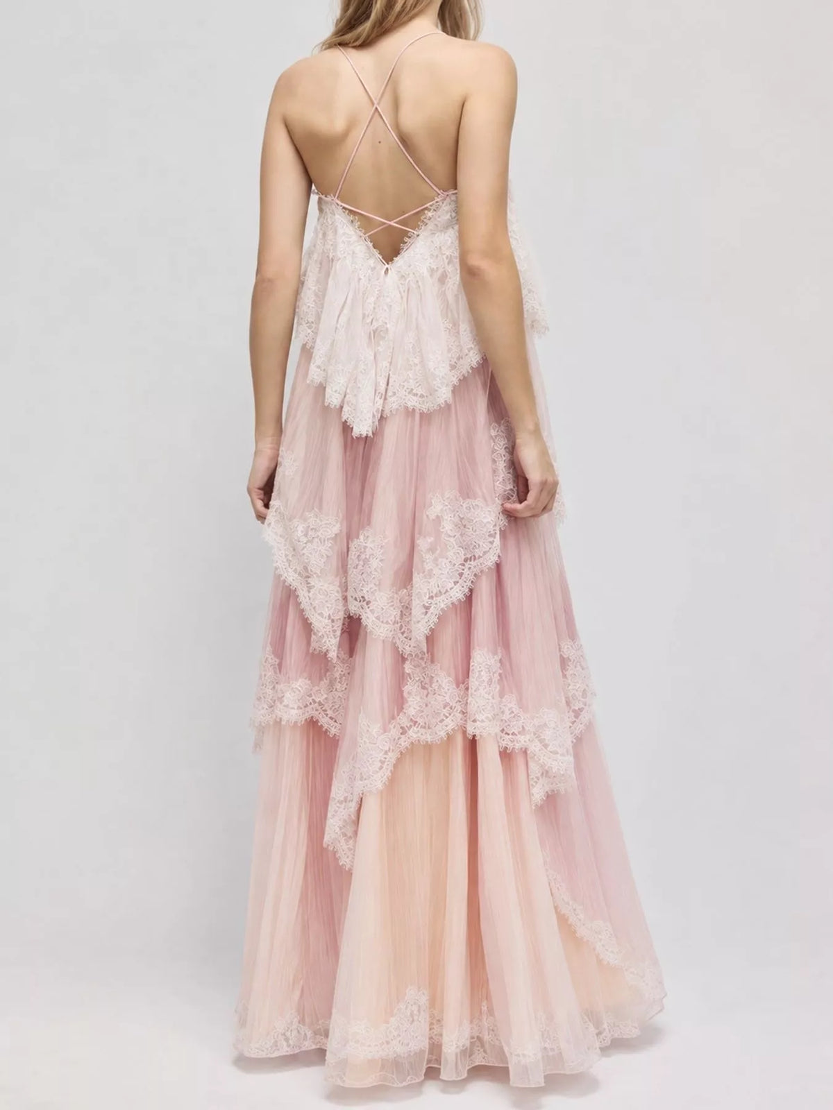 spaghetti-strap maxi dress, back view