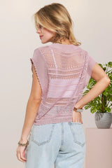 Trendsi ADORA Drawstring Detail Crochet Top -