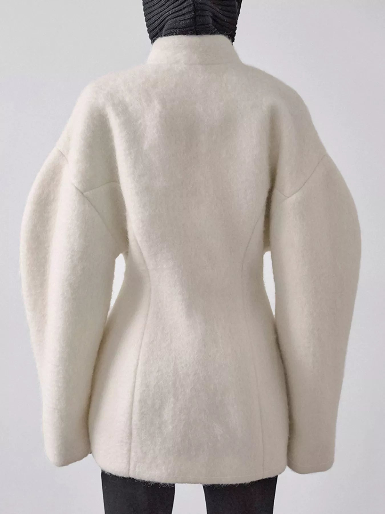 Trendsi Wool-Blend Leg-of-Mutton Sleeves Outerwear -