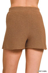 Trendsi Zenana Round Neck Knit Top and Shorts Sweater Set -