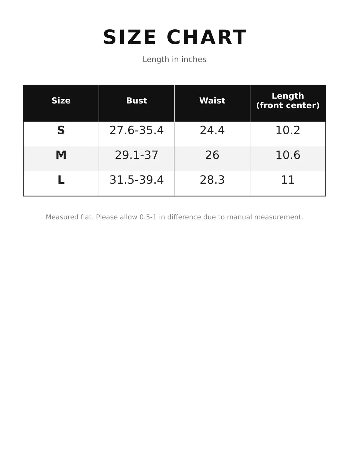 Size chart for lace up back floral print cami