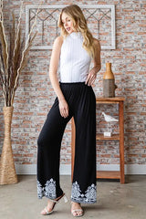 Trendsi Heimish Full Size Solid Damask Casual Pants Plus Size -