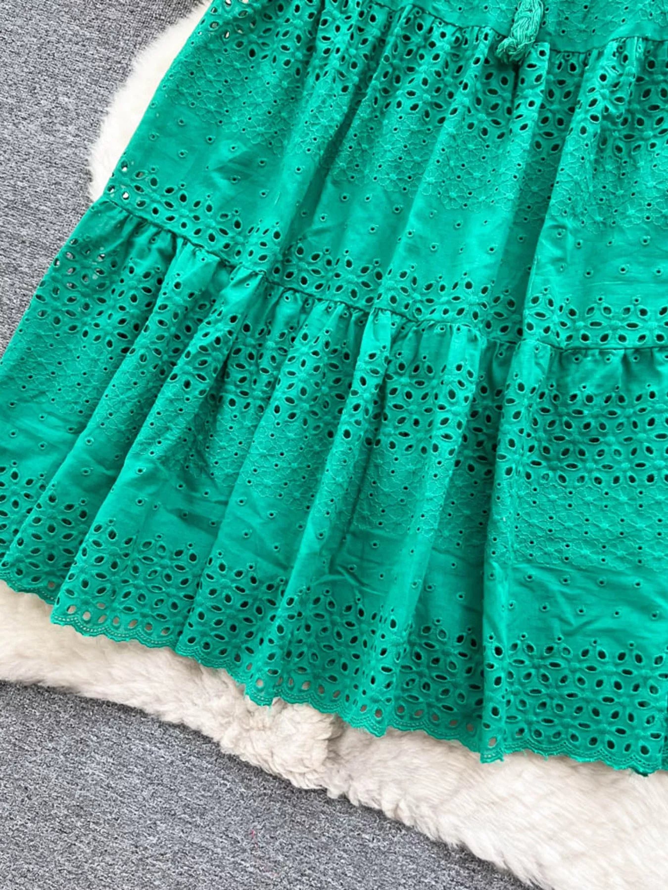 Trendsi Eyelet Tiered Maxi Skirt -