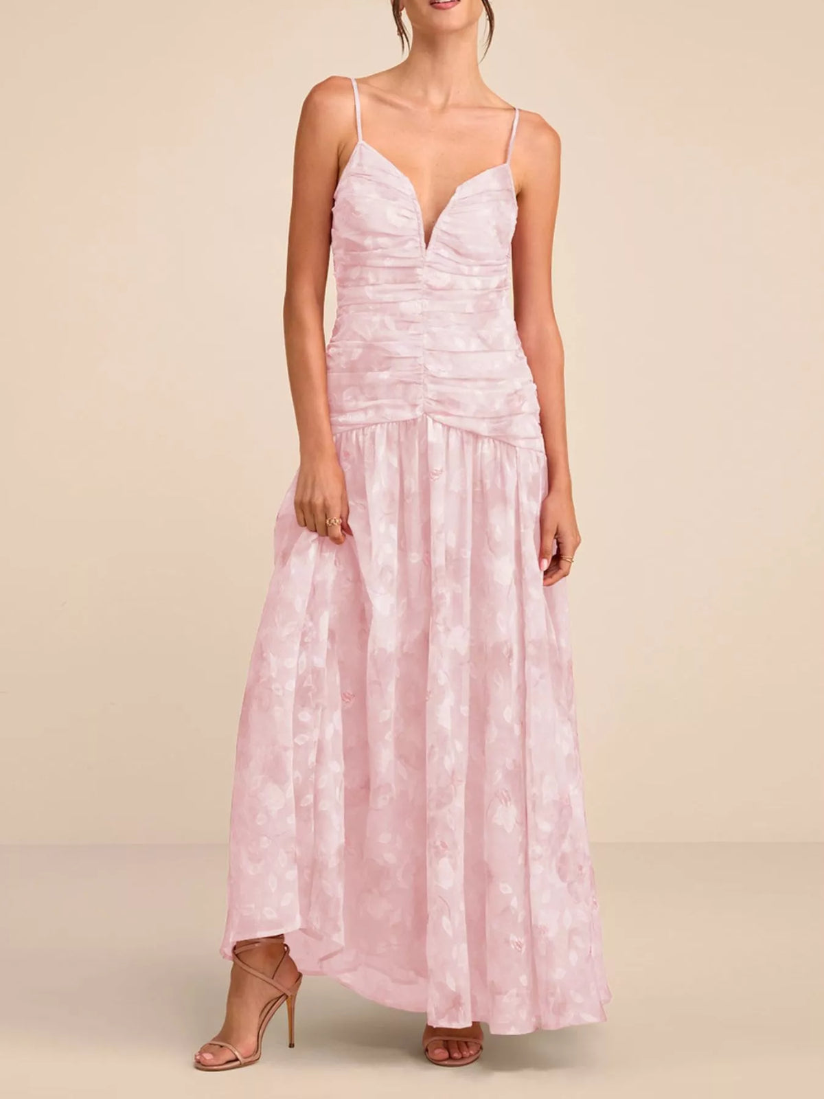 Trendsi Ruched Spaghetti Strap Maxi Dress -