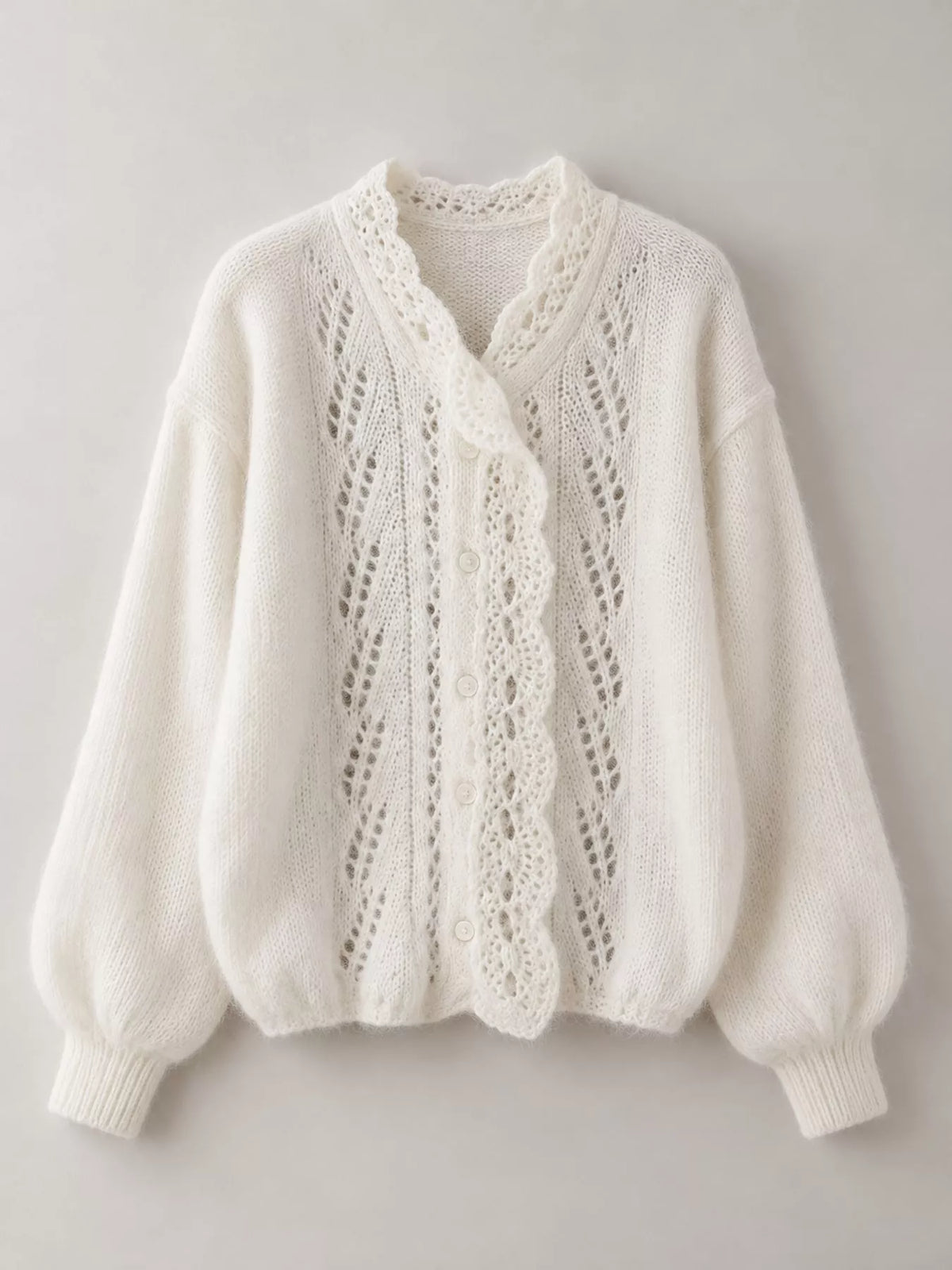 Off-white openwork dropped shoulder cardigan