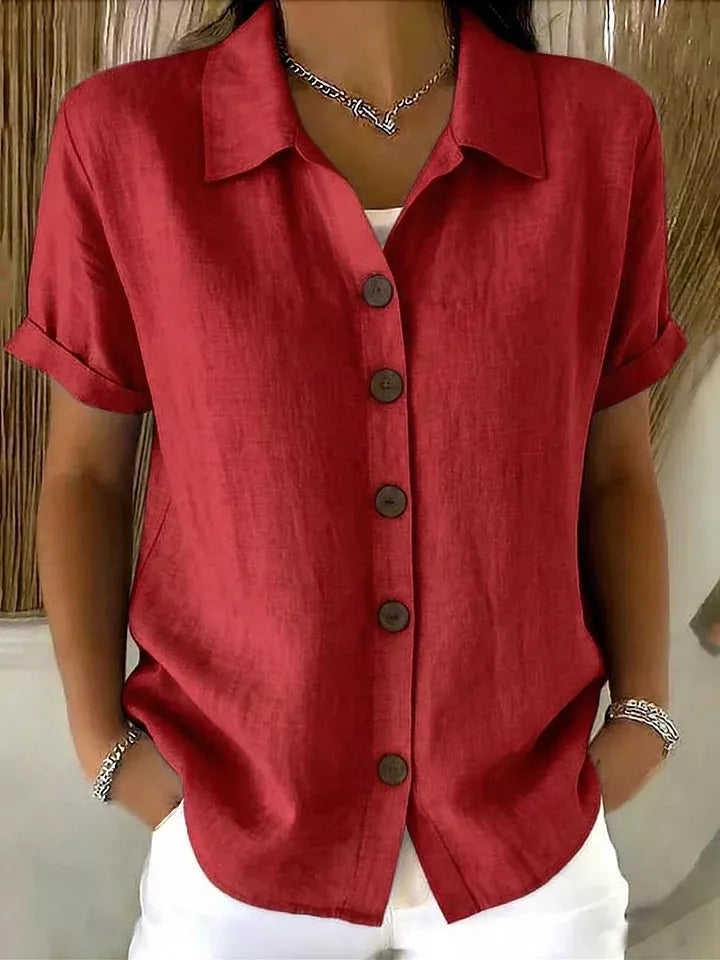 Trendsi Full Size Button-Down Short Sleeve Shirt Plus Size -