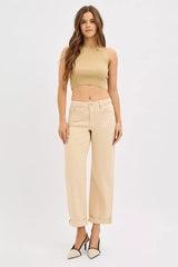 Trendsi RISEN Tummy Control Mid Rise Ankle Barrel Relaxed Baggy -