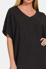 Trendsi Zenana V-Neck Tee Dress with Pockets -