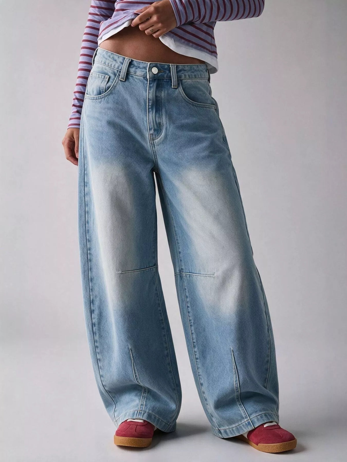 Washed High-Waist Wide-Leg Jeans, front view