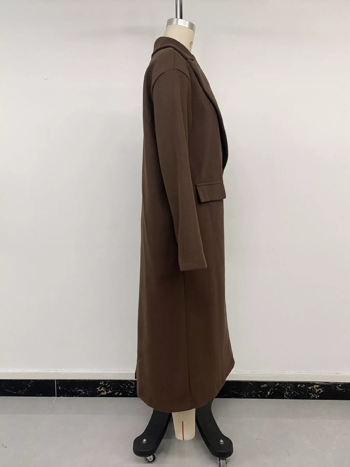 Double-Breasted Longline Coat — side view