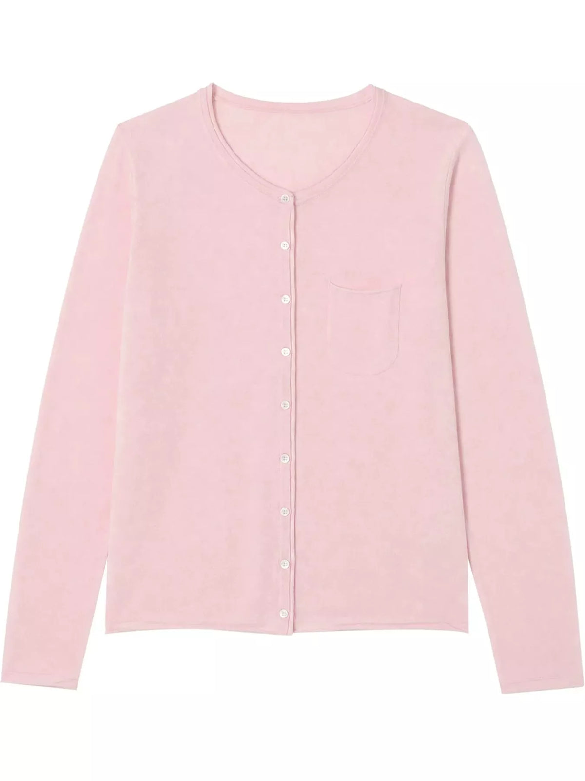 Round neck long sleeve cardigan, product view