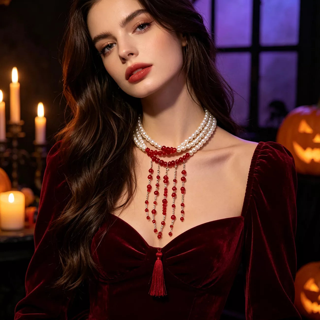 Trendsi Gothic Multi-Layered Beaded Necklace -