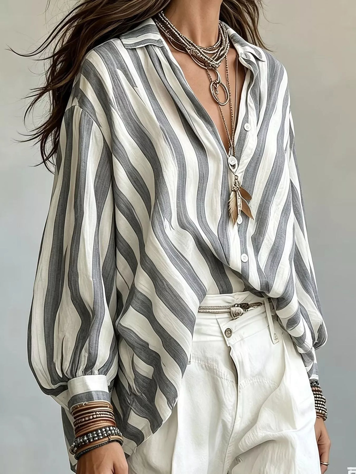 Trendsi Striped Loose Fit Shirt -