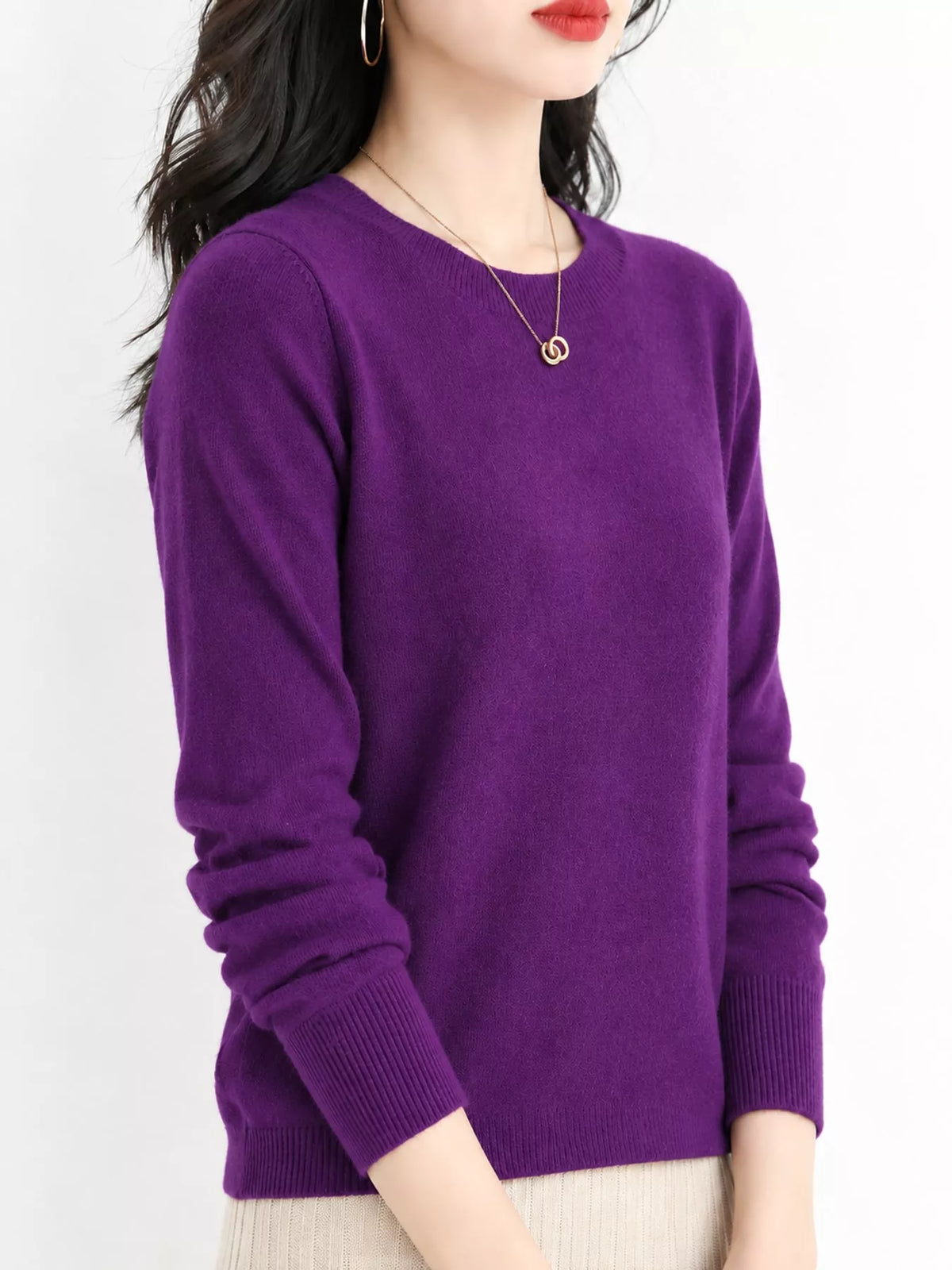 Crew Neck Long Sleeve Sweater — side view