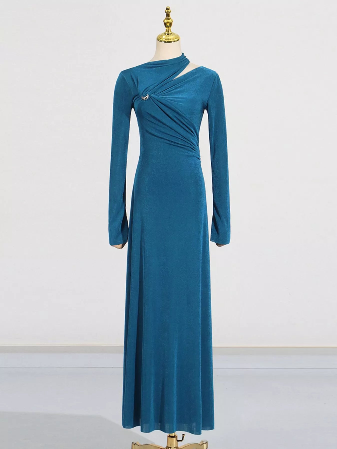 Trendsi Cutout Ruched Long Sleeve Maxi Dress -
