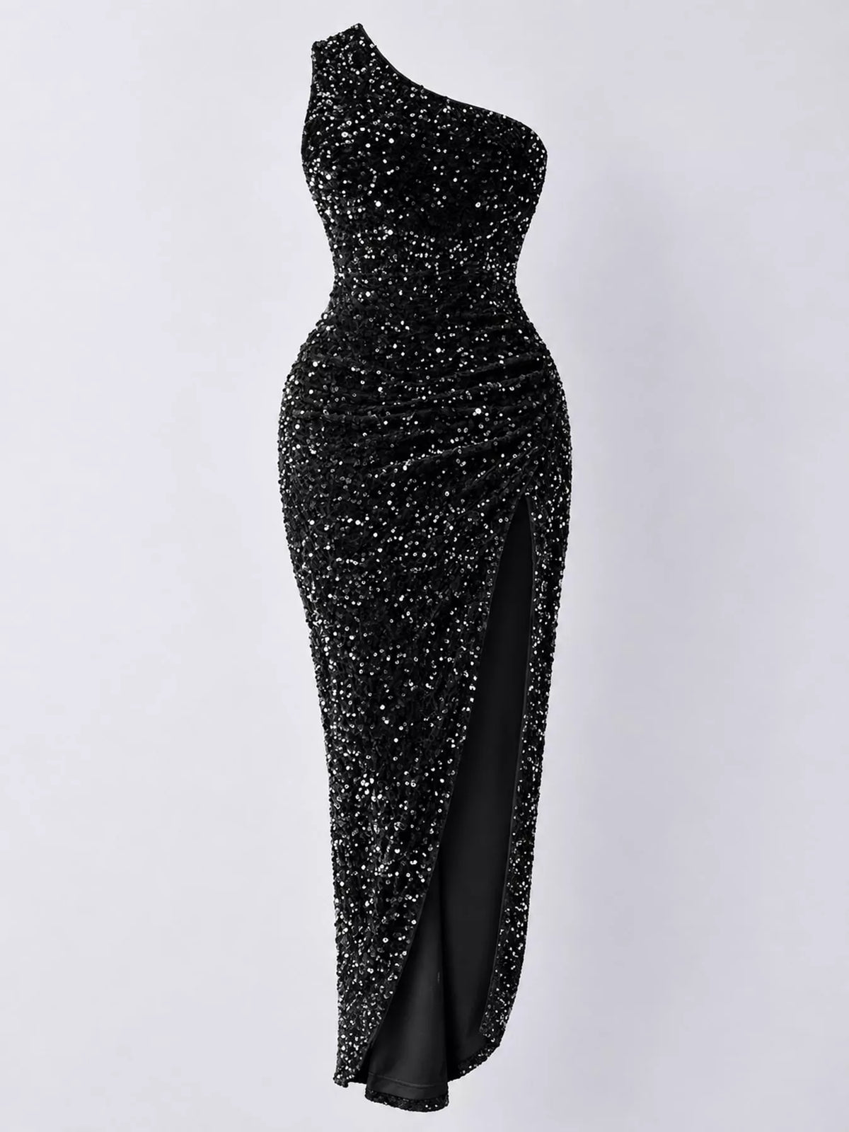 Sequin maxi dress, black flat lay