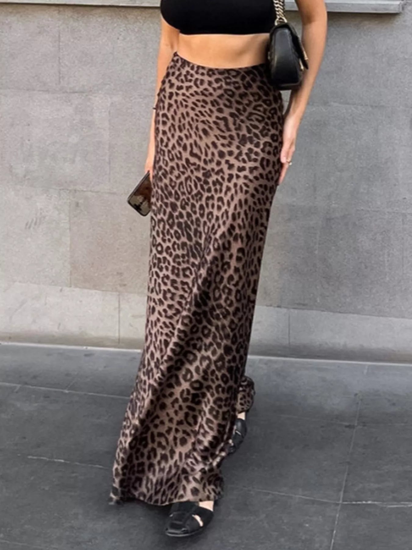 Trendsi Leopard Print Maxi Skirt -