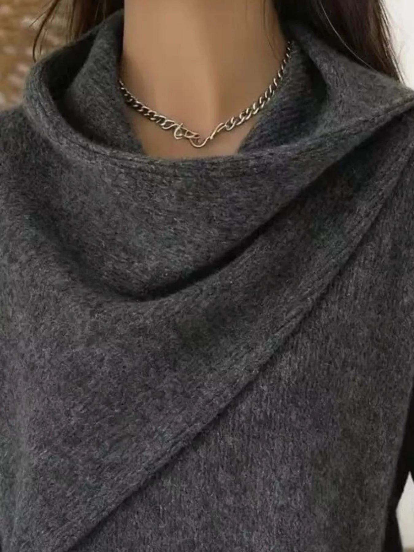 Trendsi Full Size Solid Color Cowl Neck Sweater Plus Size -