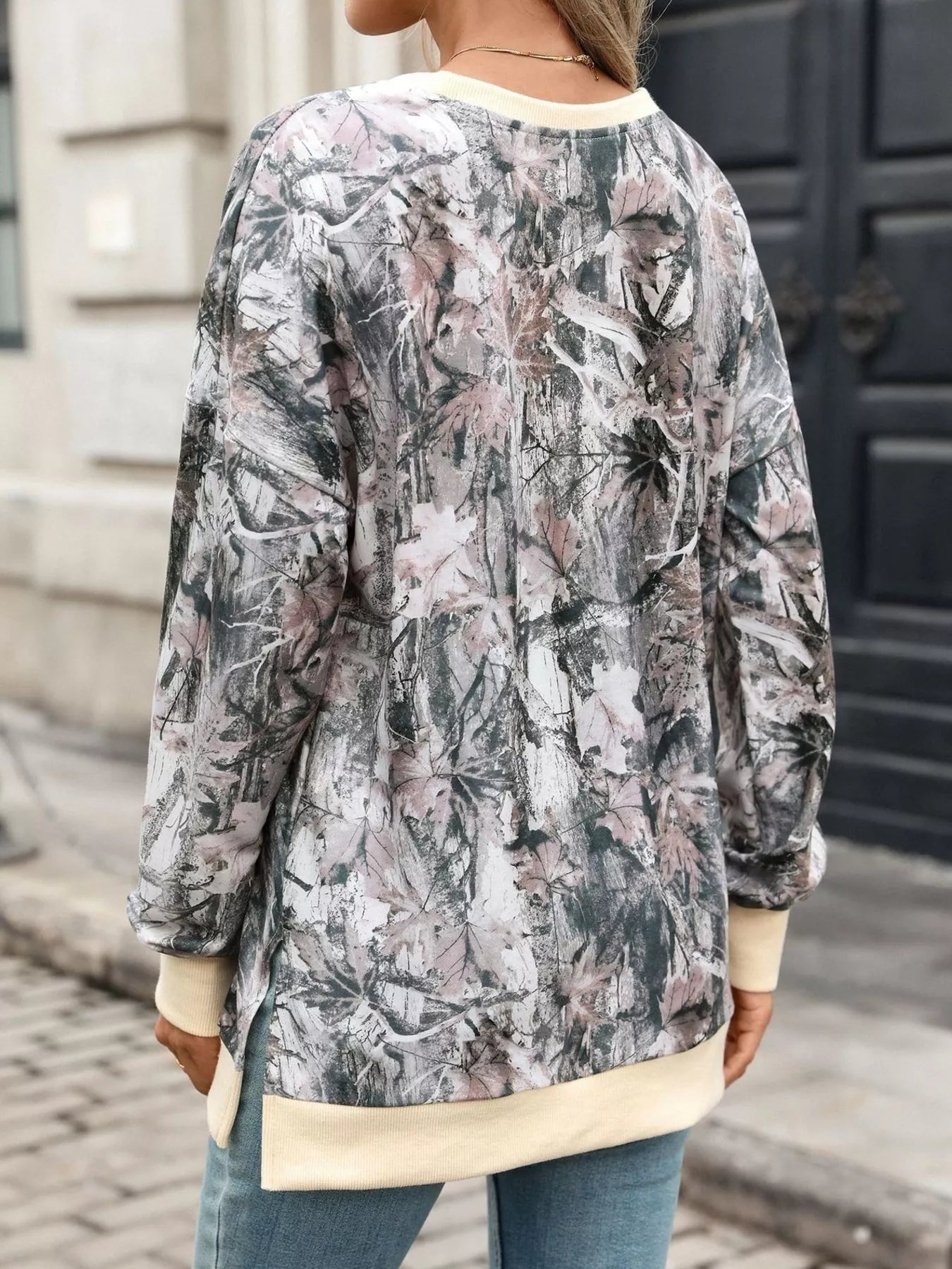 Trendsi Camouflage Print Crewneck Sweatshirt -