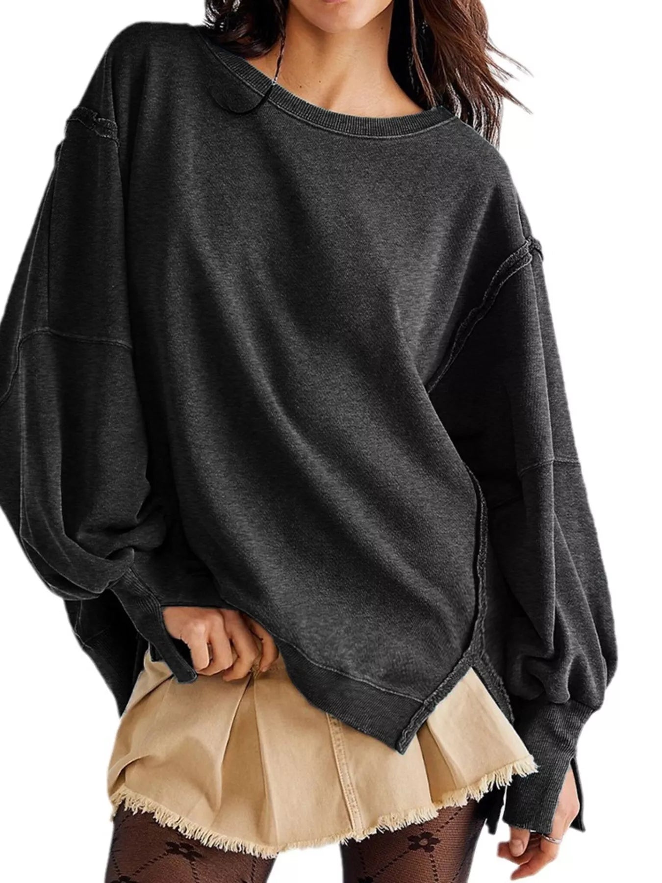 Trendsi Oversized Relaxed Fit Crew Neck Sweatshirt -