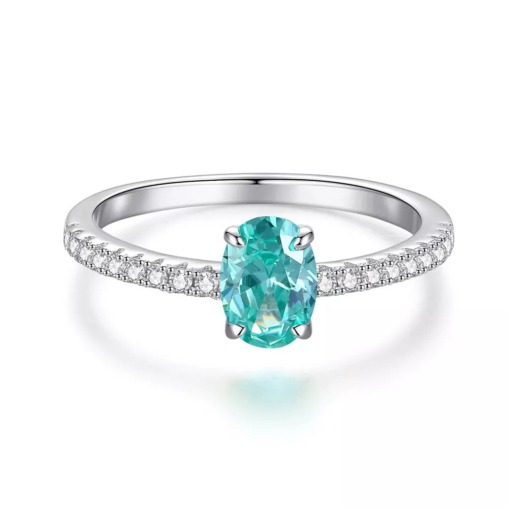 Trendsi 925 Sterling Silver Zircon Oval Ring -