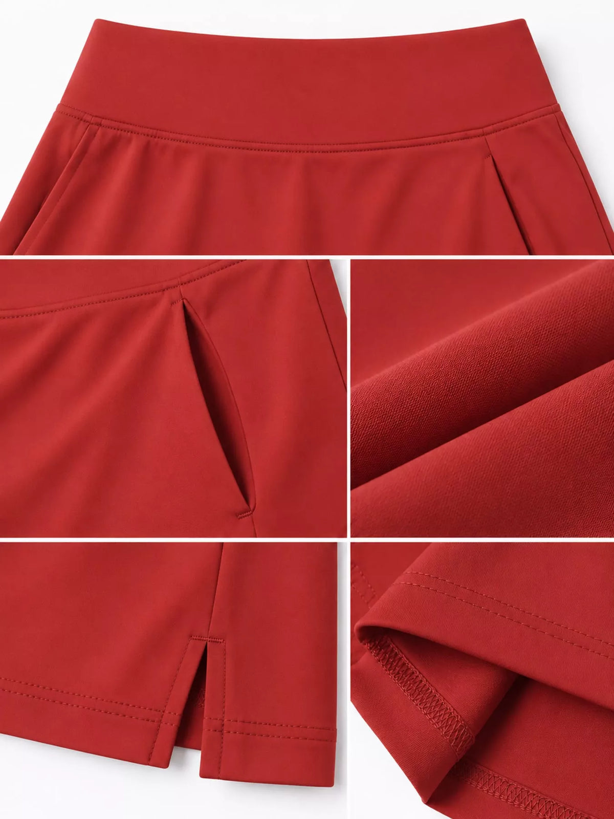 High-Waisted Athletic Skort with Side Pockets — garment construction details