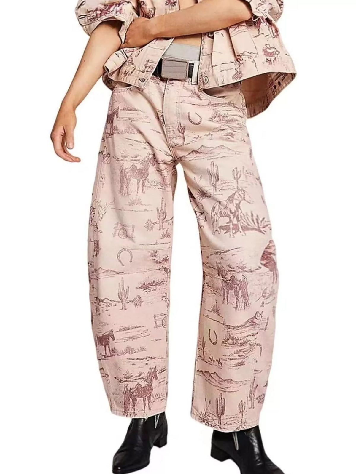 Trendsi Printed Wide-Leg Jeans -