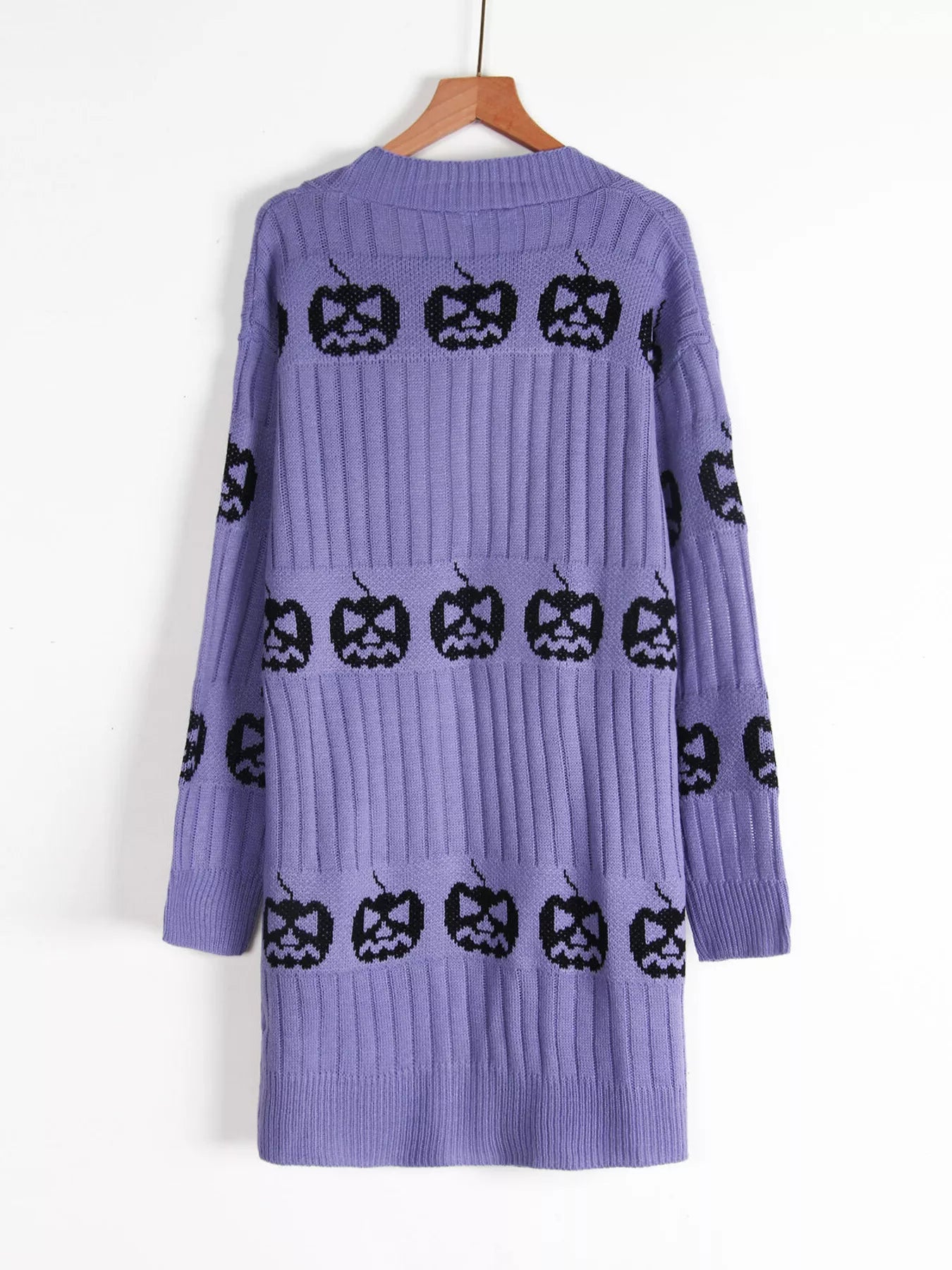 Trendsi Halloween Pumpkin Open Front Knit Cardigan -