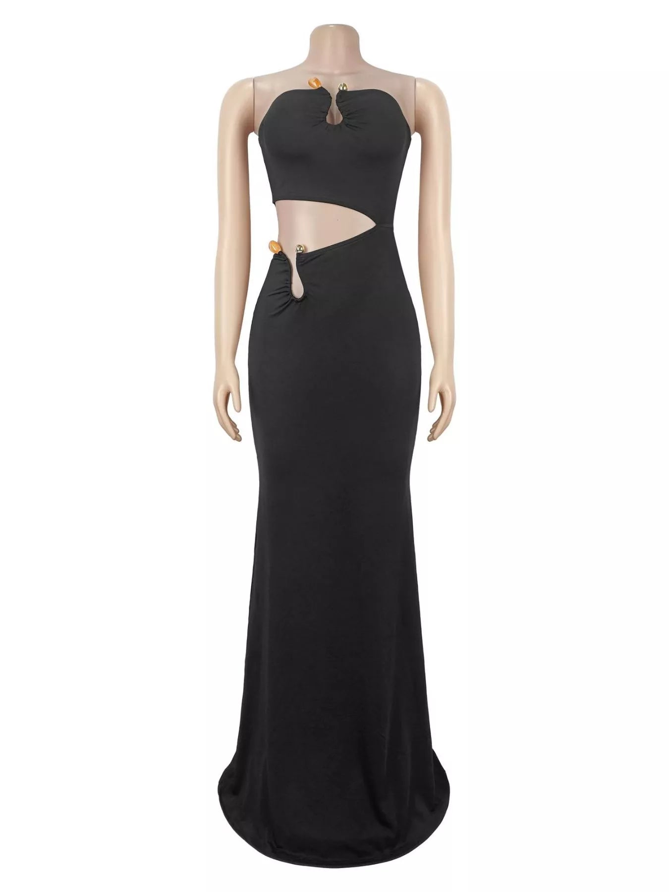 Trendsi Strapless Cut-out Maxi Dress with Ruched Detail -