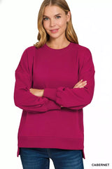 Trendsi Zenana Fleece Hi-low Boyfriend Sweatshirts with Pockets -