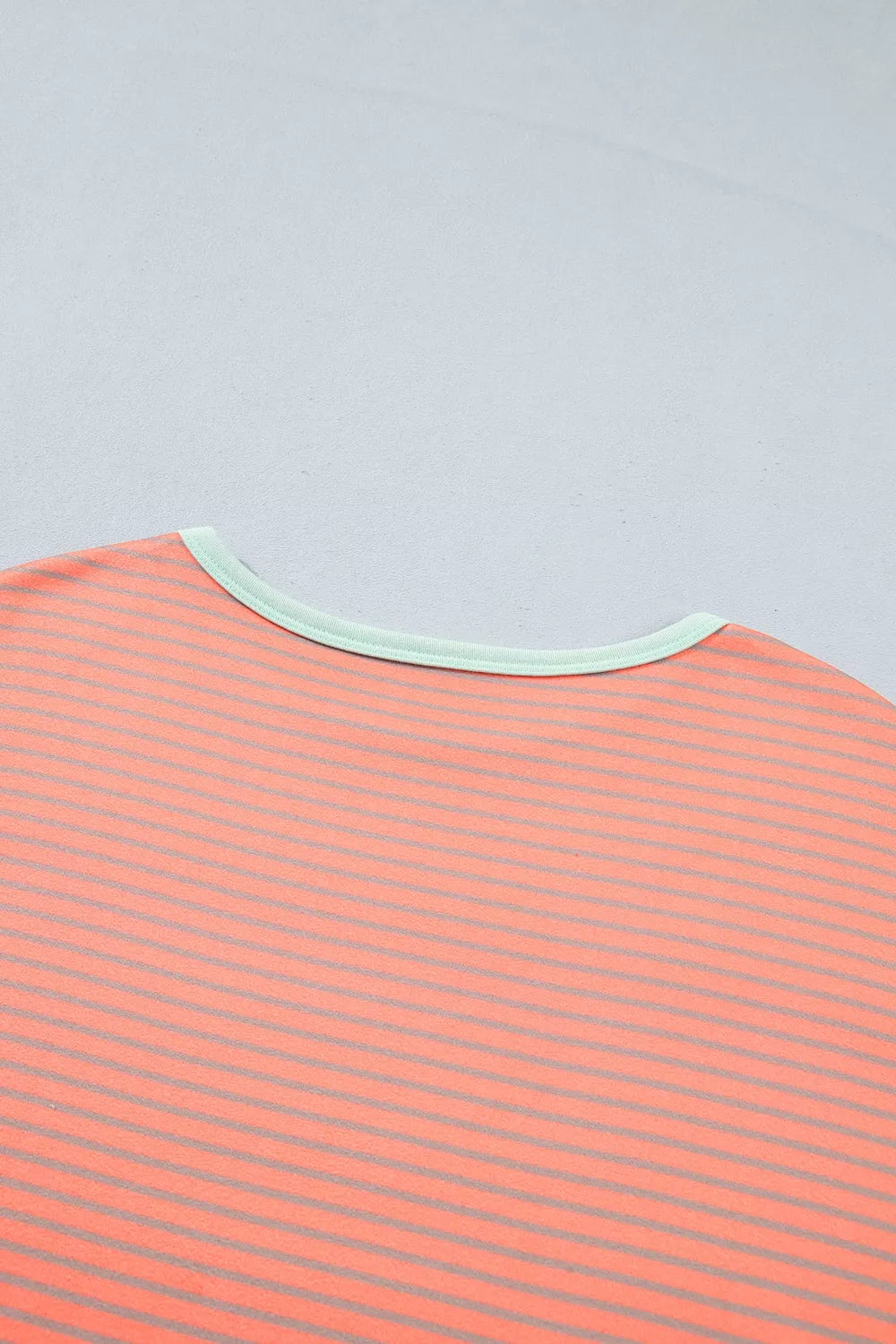 Trendsi Stripe Colorblock Detail Raw Seam Long Sleeve Tunic Top - Shirts