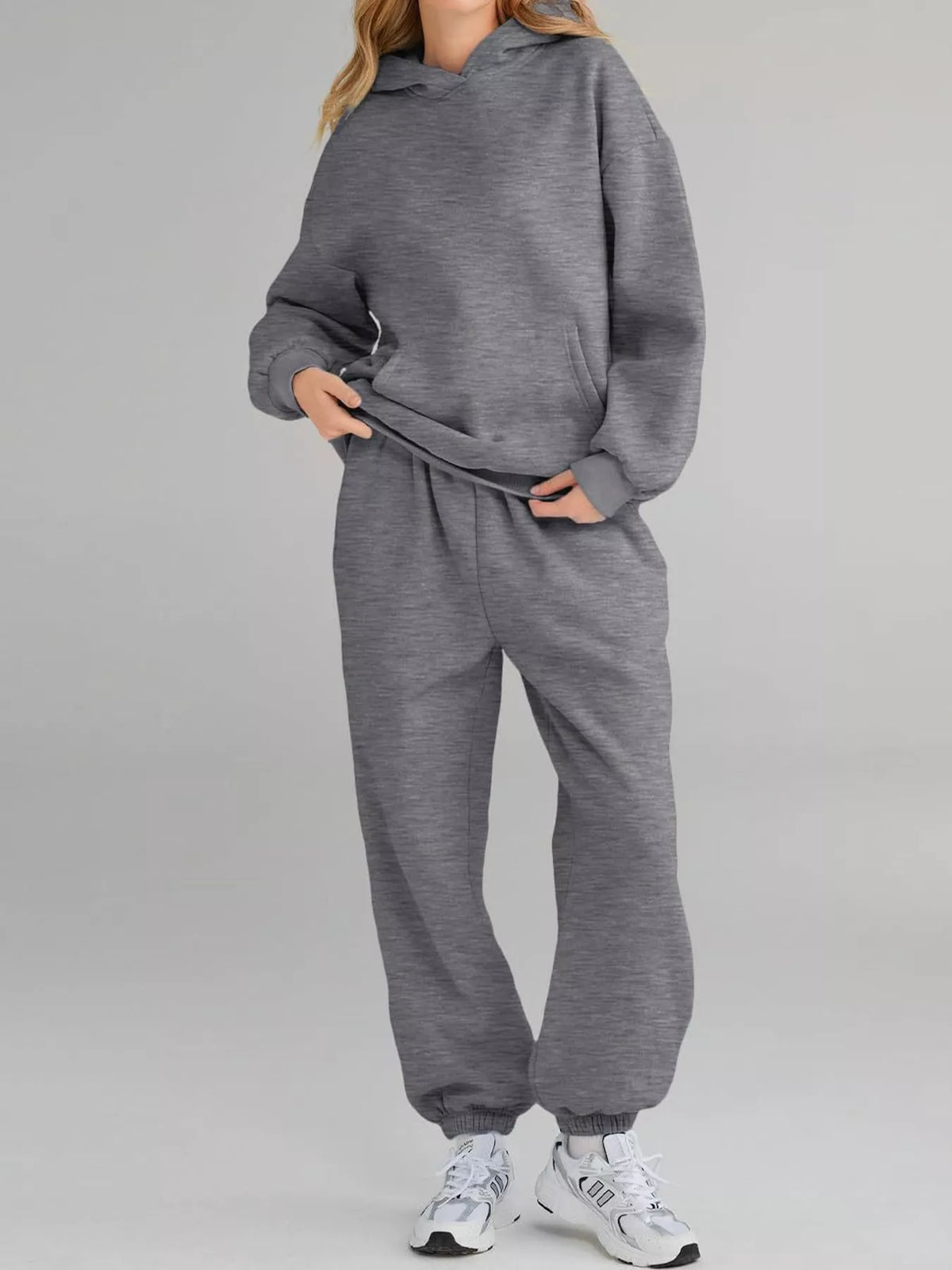 Kangaroo Pocket Hoodie and Joggers Set — front view