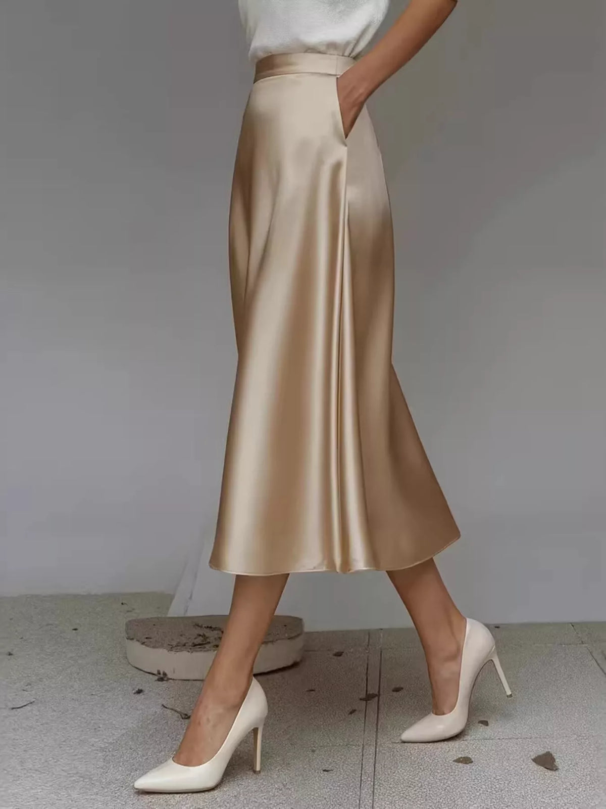 Trendsi Satin Midi Skirt -