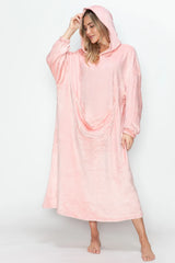 Trendsi Double Take Full Size Pocketed Hooded Midi Lounge Dress -