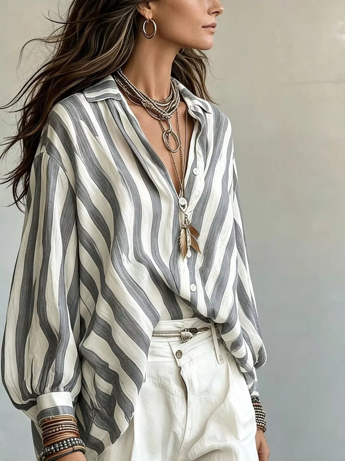 Trendsi Striped Loose Fit Shirt -