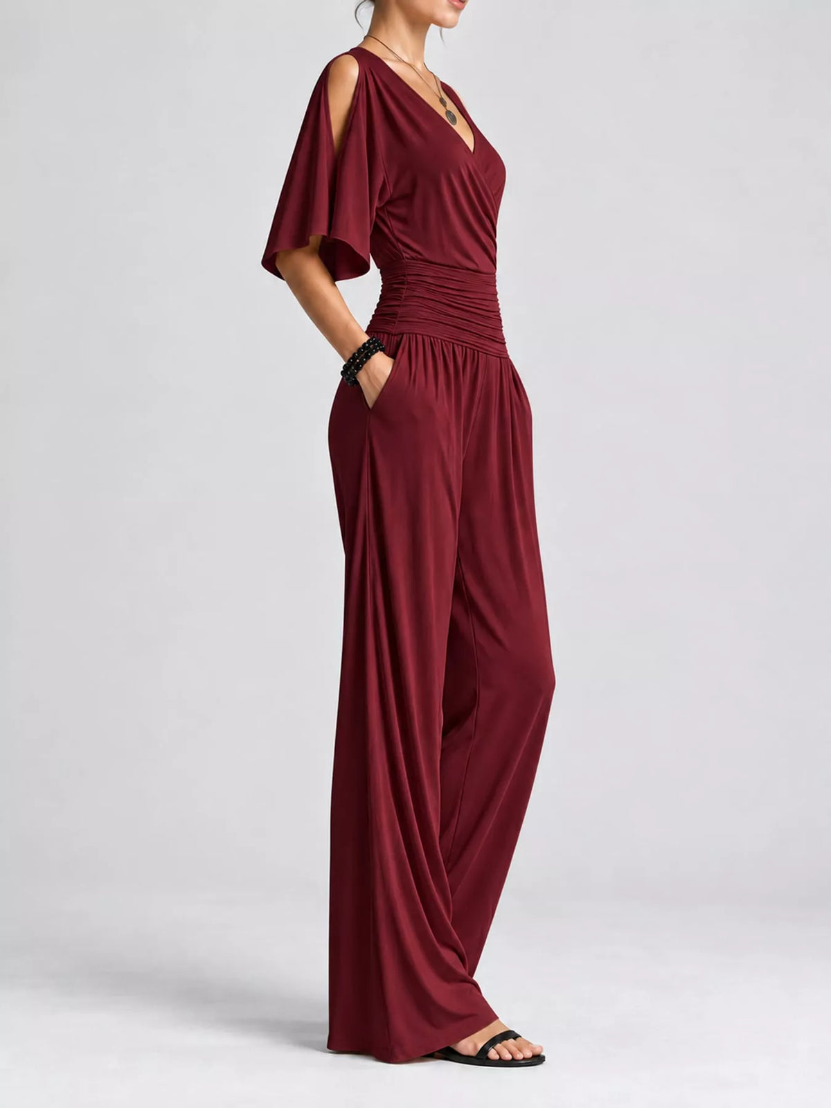 Cold Shoulder Wide-Leg Jumpsuit — side view