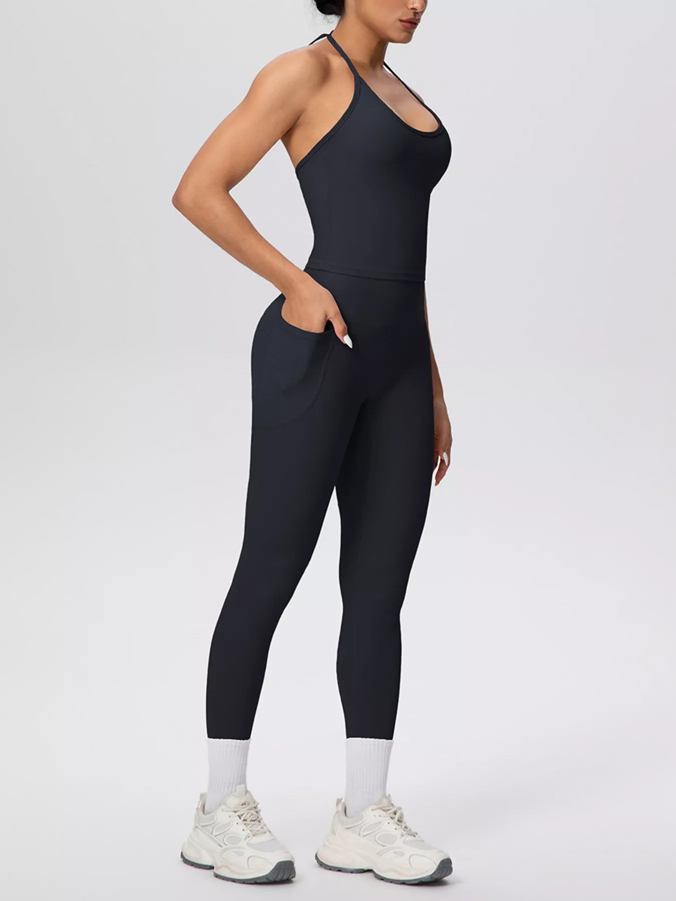 Trendsi Halter Neck Cami and High-Waisted Leggings Active Set -