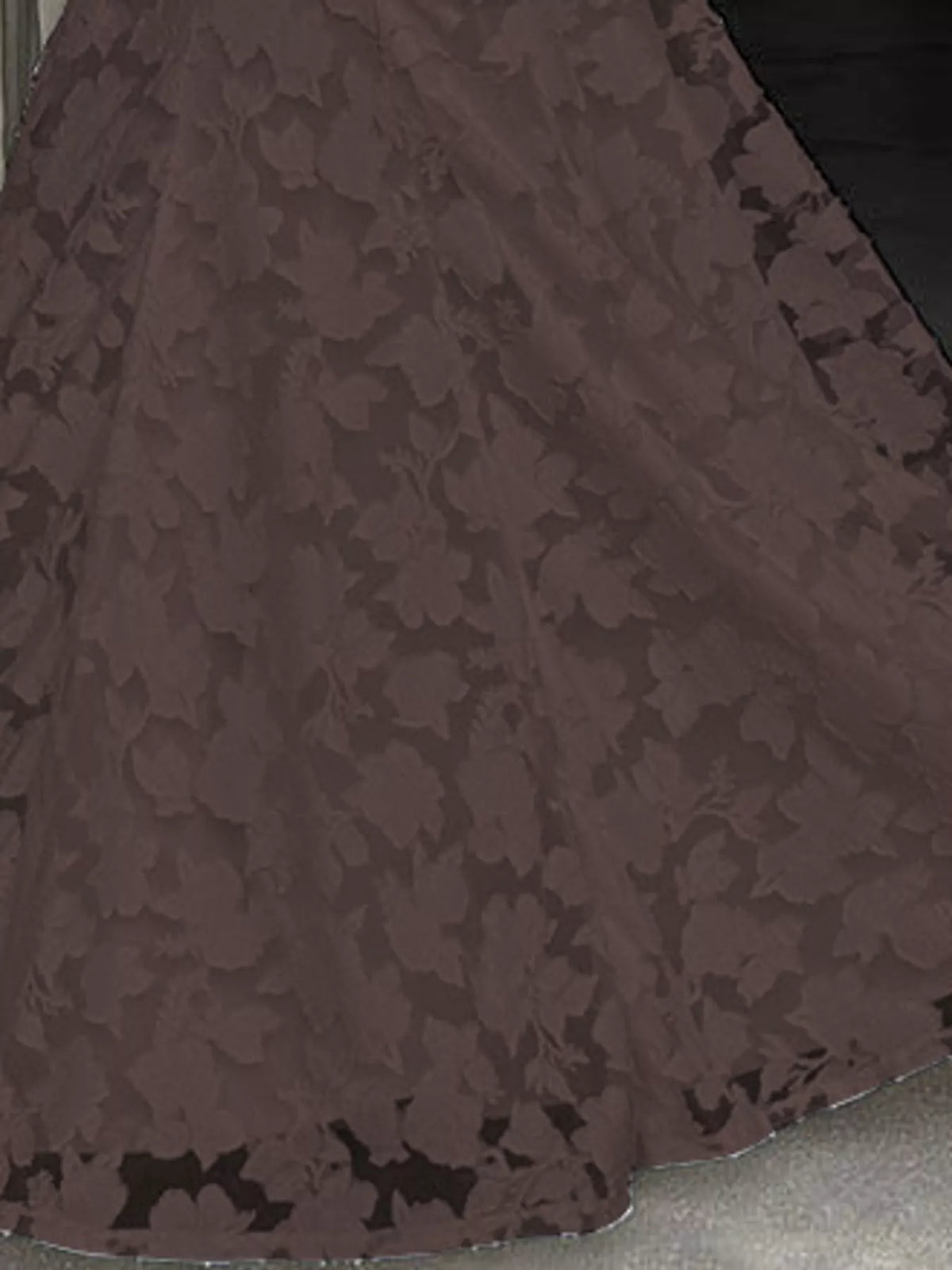 Brown backless lace maxi dress, detail view