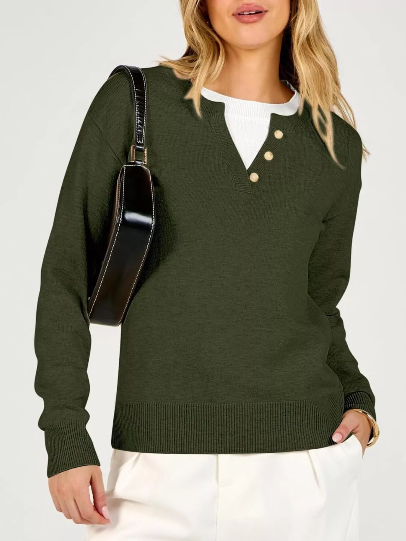 Trendsi Long Sleeve Dropped Shoulder Sweater -