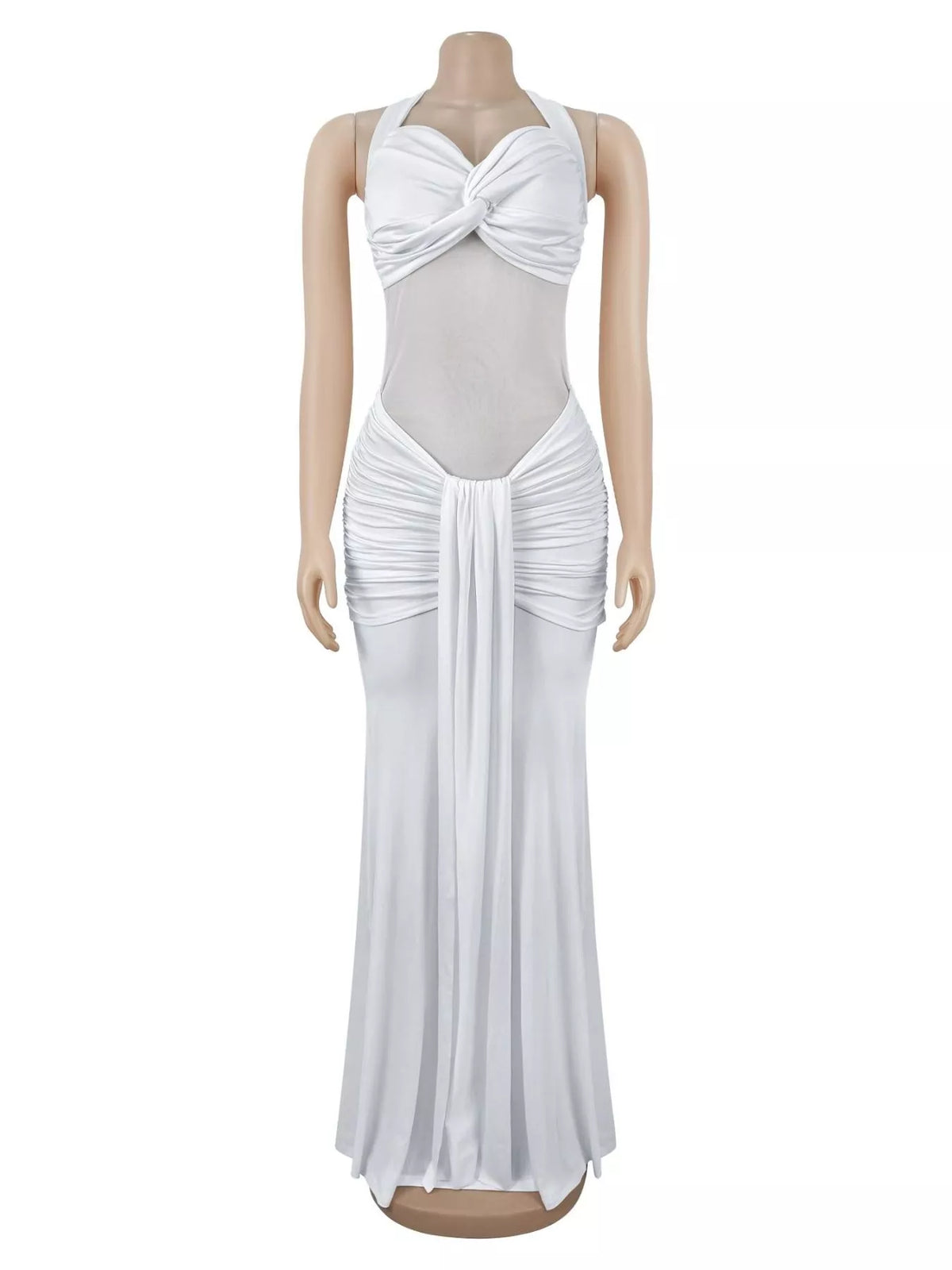 Trendsi Twisted Front Ruched Bodycon Maxi Dress -