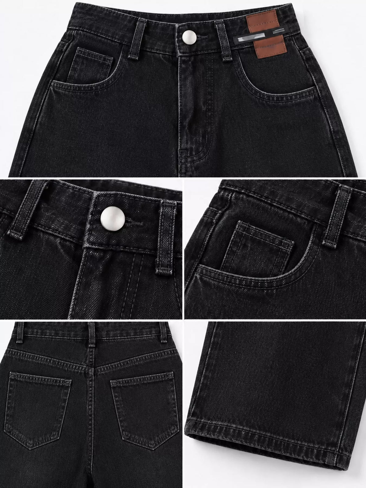 High-Waisted Vintage Wide-Leg Jeans — construction details