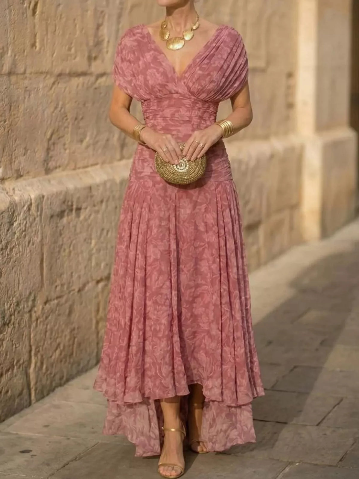 Pink ruched dress
