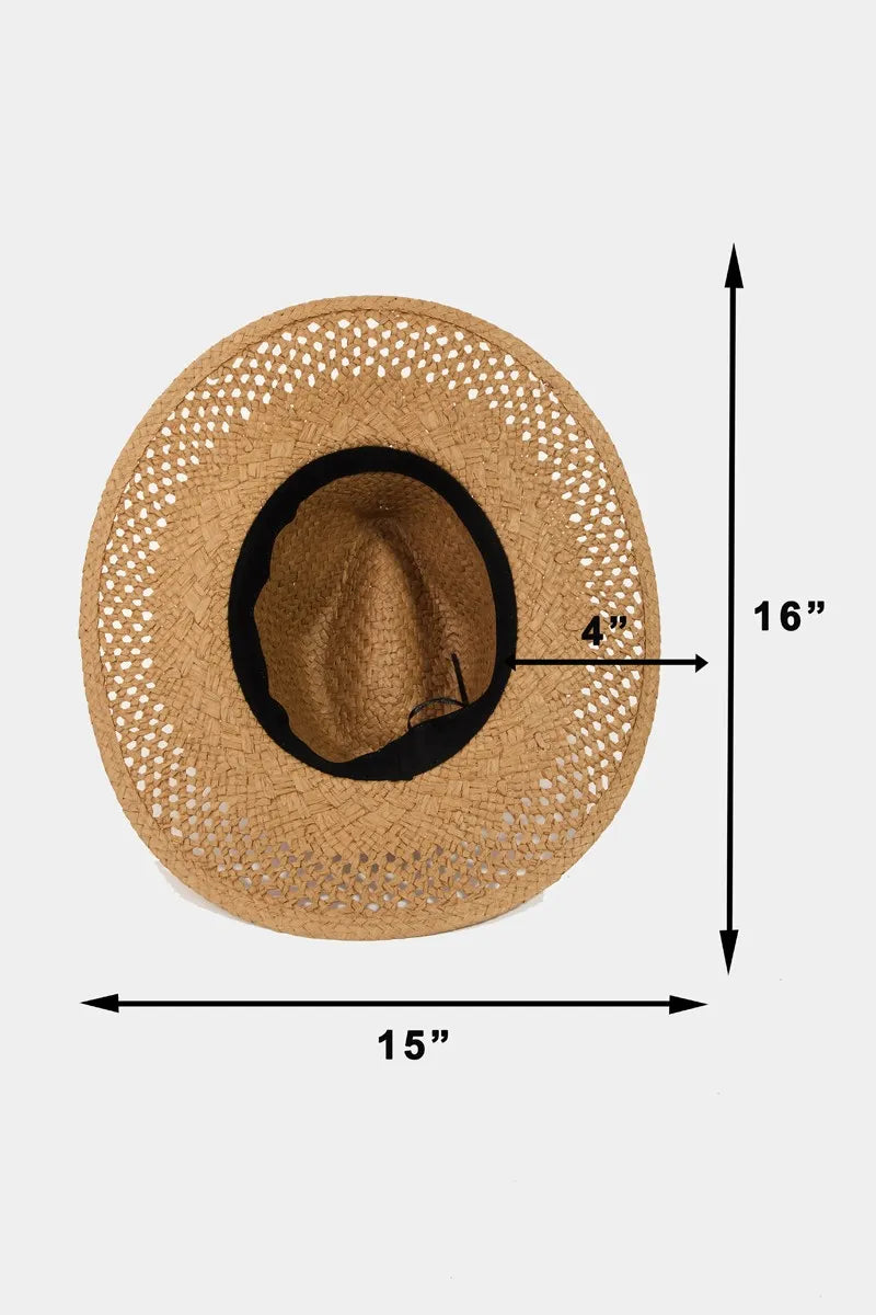 Basket Weave Straw Sun Hat With Adjustable Inner String — product view 2