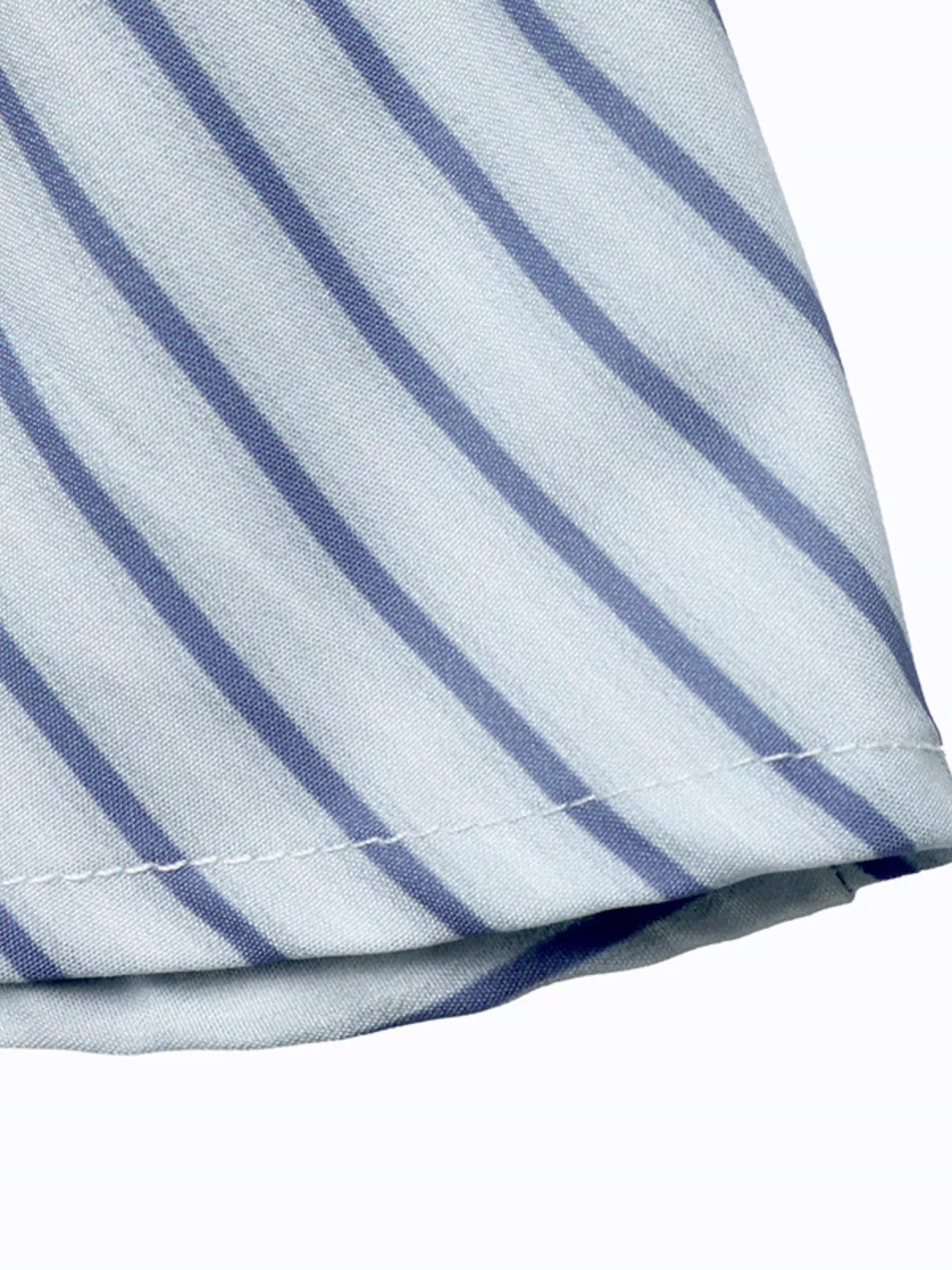 Trendsi Striped Mandarin Knot Buttons Peplum Hem Shirt -