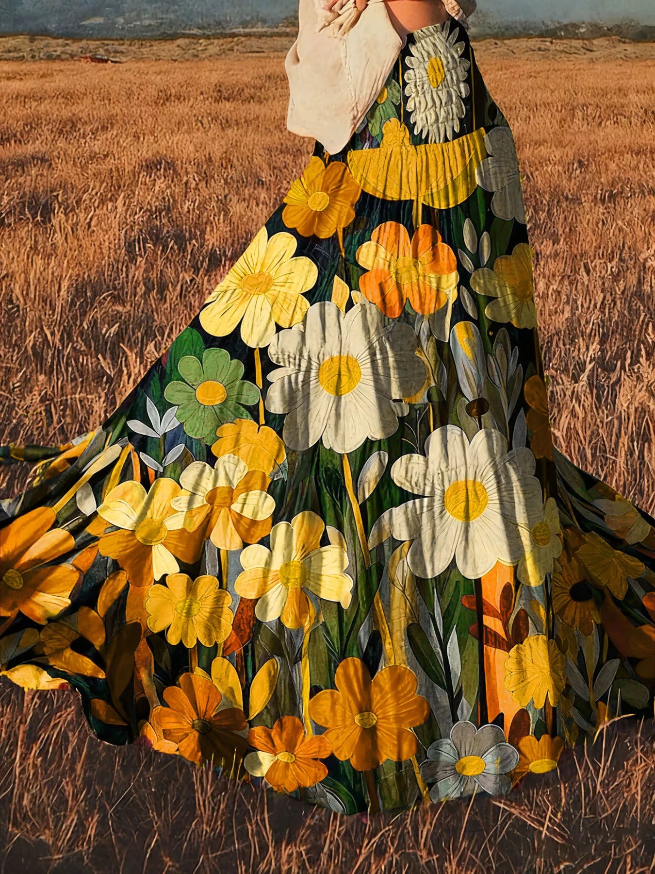 Trendsi Floral Print High-Waisted Maxi Skirt -
