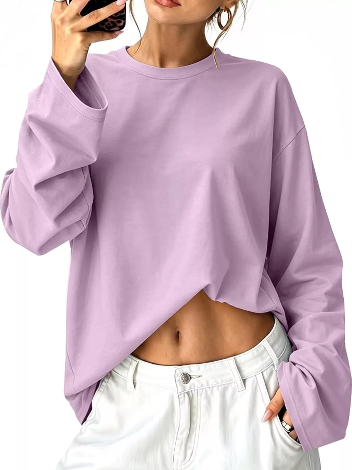 Long Sleeve Crew Neck T-Shirt — front view