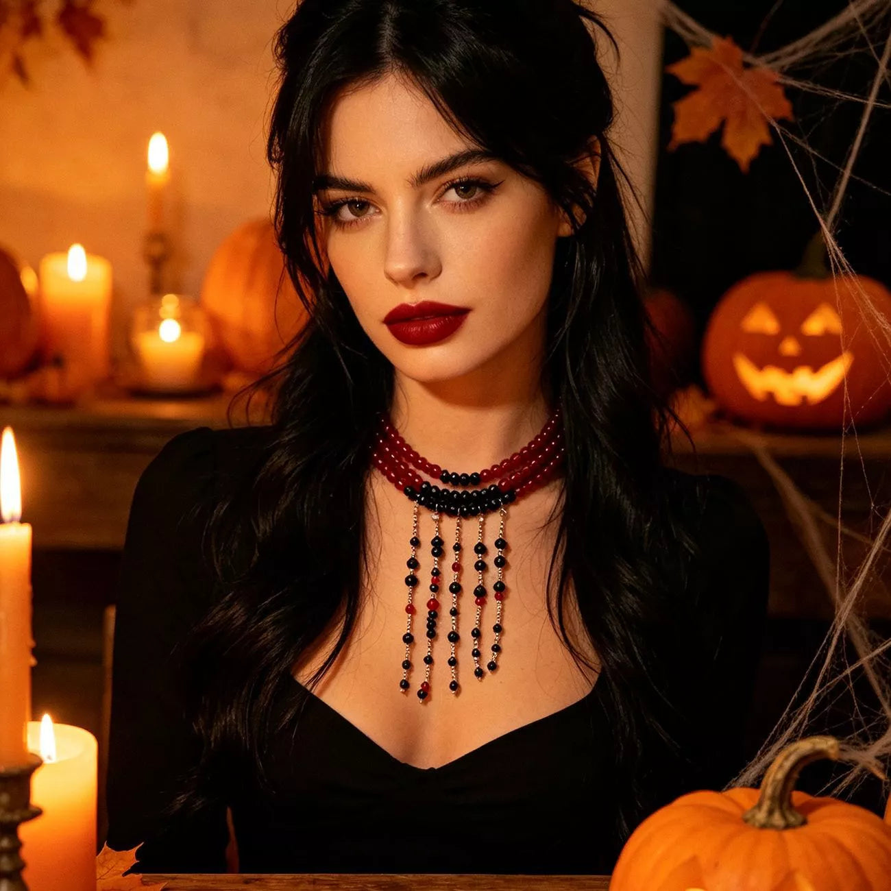 Trendsi Gothic Multi-Layered Beaded Necklace -